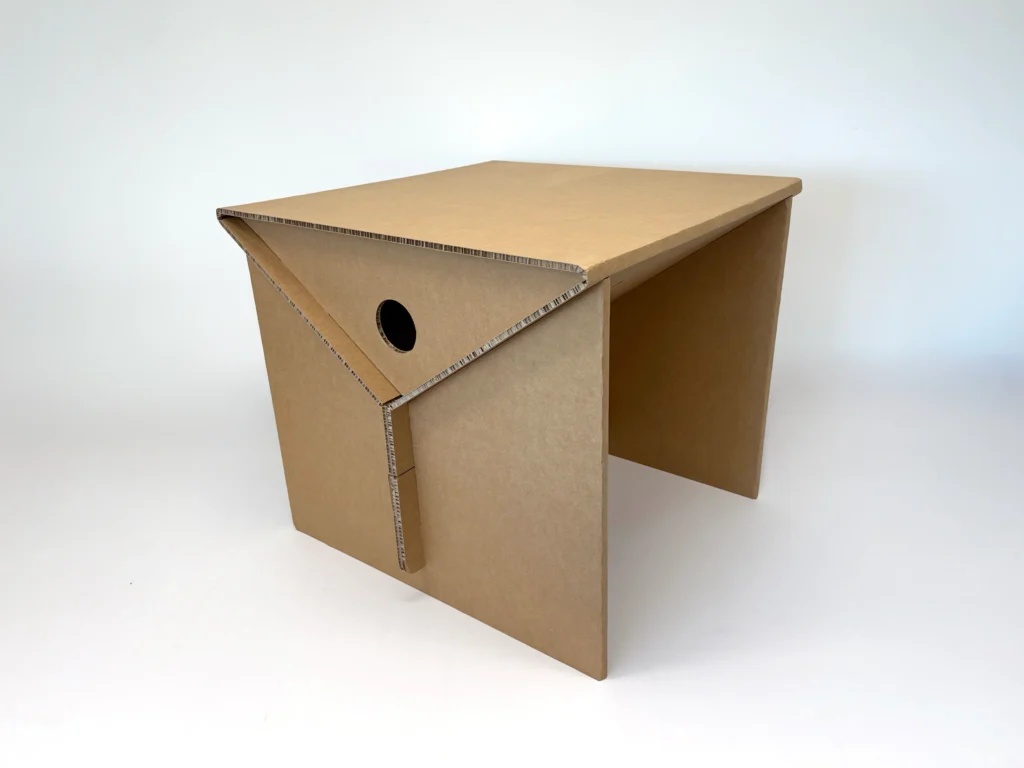 Nesta cardboard table with round cable cut-out