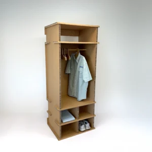 Nesta cardboard wardrobe with hanging rail and storage cubbies